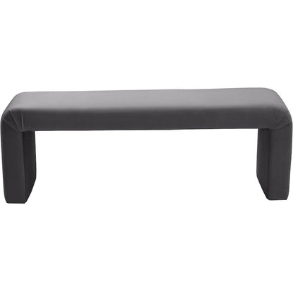 Minimalist Grey Velvet Bench