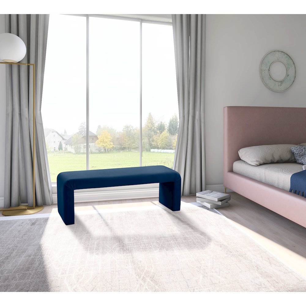 Minimalist Navy Velvet Bench