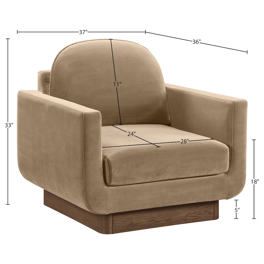 Diviento Beige Velvet Performance Fabric Upholstered Accent Chair