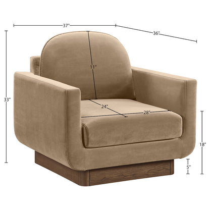Diviento Beige Velvet Performance Fabric Upholstered Accent Chair