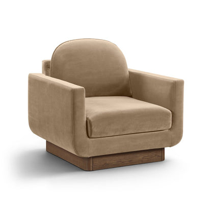 Diviento Beige Velvet Performance Fabric Upholstered Accent Chair