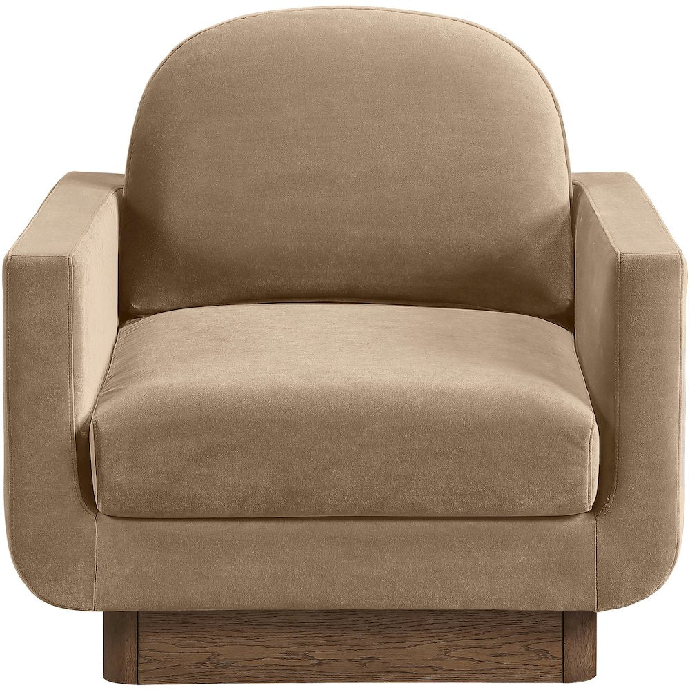 Diviento Beige Velvet Performance Fabric Upholstered Accent Chair