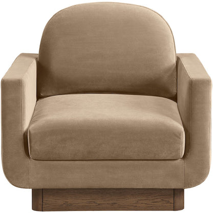 Diviento Beige Velvet Performance Fabric Upholstered Accent Chair