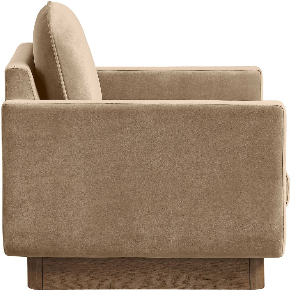 Diviento Beige Velvet Performance Fabric Upholstered Accent Chair