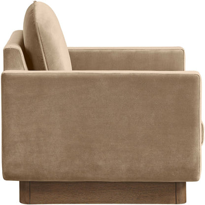 Diviento Beige Velvet Performance Fabric Upholstered Accent Chair