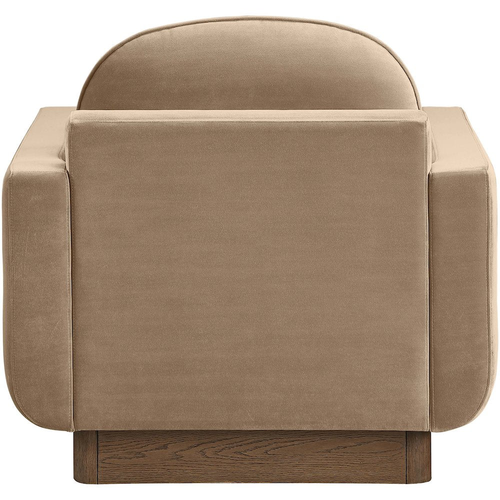 Diviento Beige Velvet Performance Fabric Upholstered Accent Chair