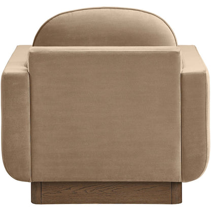 Diviento Beige Velvet Performance Fabric Upholstered Accent Chair