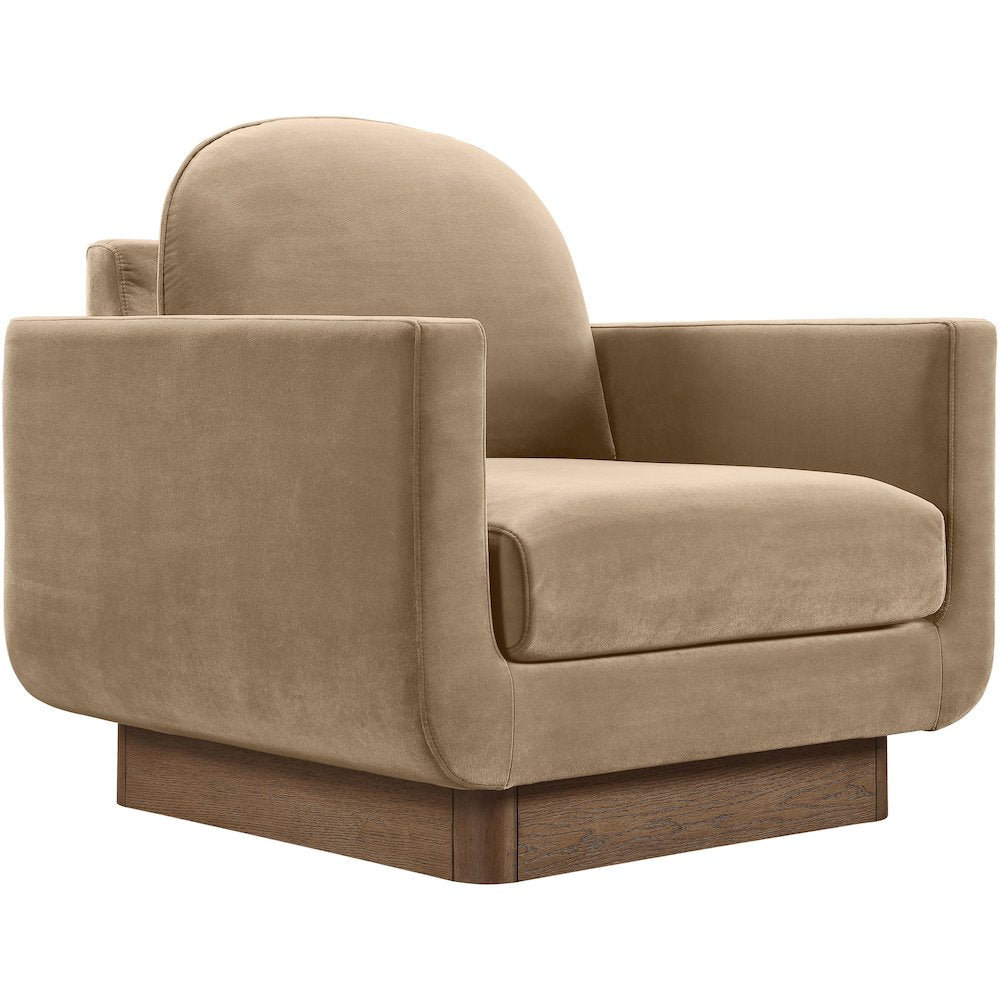 Diviento Beige Velvet Performance Fabric Upholstered Accent Chair