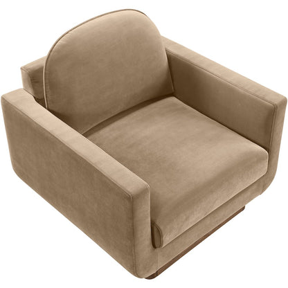 Diviento Beige Velvet Performance Fabric Upholstered Accent Chair