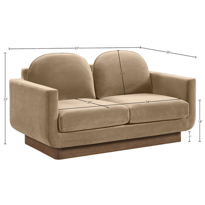 Diviento 63" Beige Velvet Performance Fabric Upholstered Loveseat