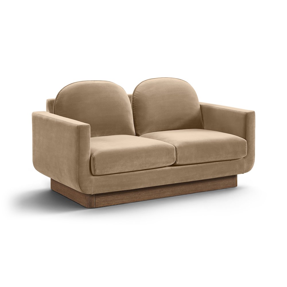 Diviento 63" Beige Velvet Performance Fabric Upholstered Loveseat