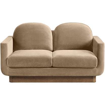 Diviento 63" Beige Velvet Performance Fabric Upholstered Loveseat