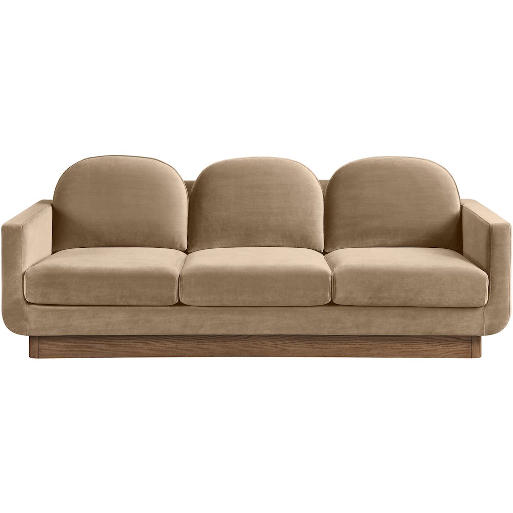 Diviento 89" Beige Velvet Performance Fabric Upholstered Sofa