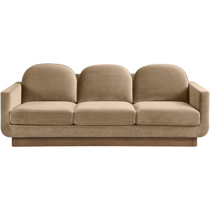 Diviento 89" Beige Velvet Performance Fabric Upholstered Sofa