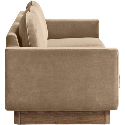 Diviento 89" Beige Velvet Performance Fabric Upholstered Sofa