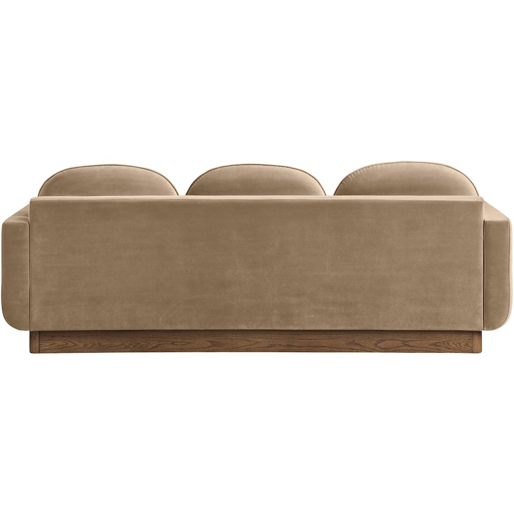 Diviento 89" Beige Velvet Performance Fabric Upholstered Sofa