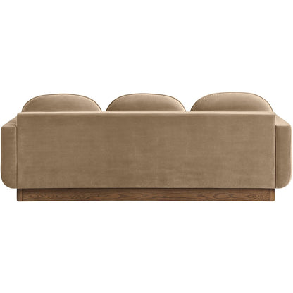 Diviento 89" Beige Velvet Performance Fabric Upholstered Sofa