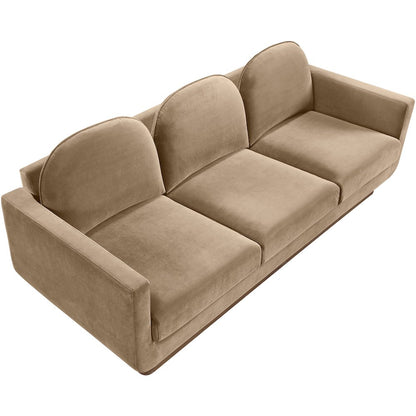 Diviento 89" Beige Velvet Performance Fabric Upholstered Sofa