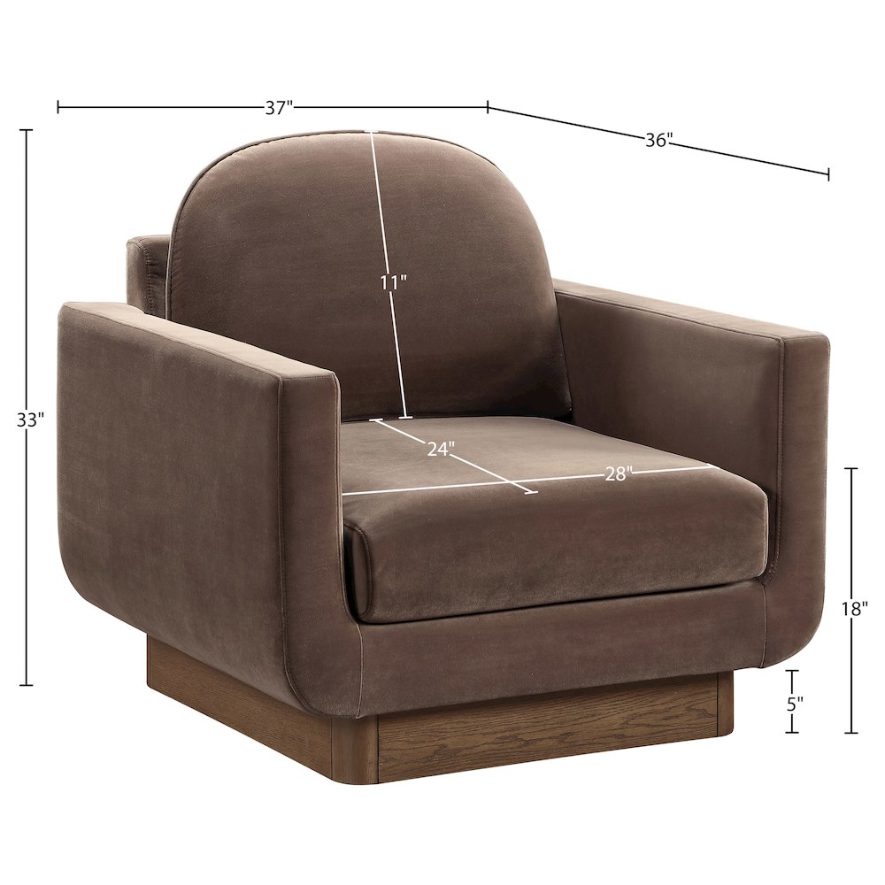 Diviento Brown Velvet Performance Fabric Upholstered Accent Chair