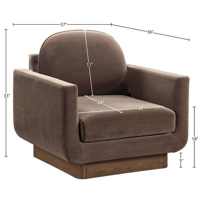 Diviento Brown Velvet Performance Fabric Upholstered Accent Chair
