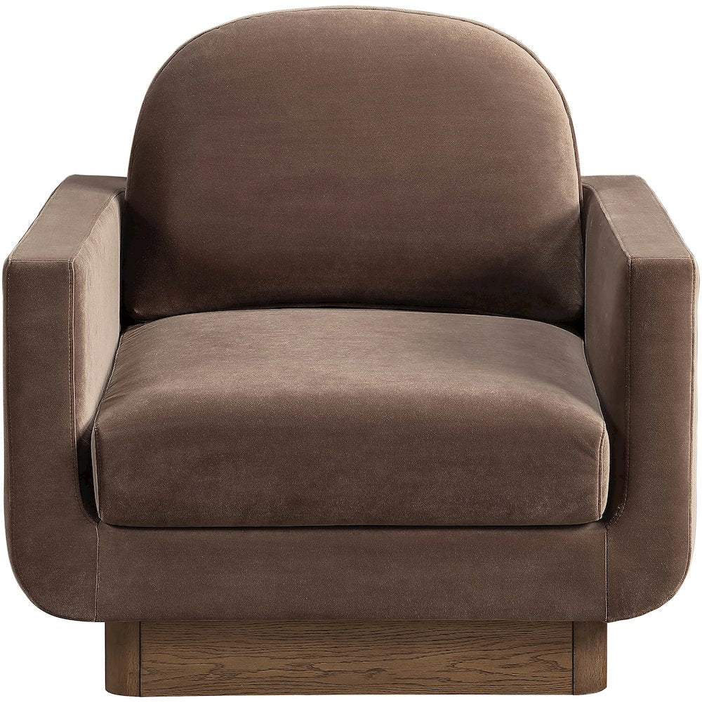 Diviento Brown Velvet Performance Fabric Upholstered Accent Chair
