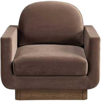 Diviento Brown Velvet Performance Fabric Upholstered Accent Chair