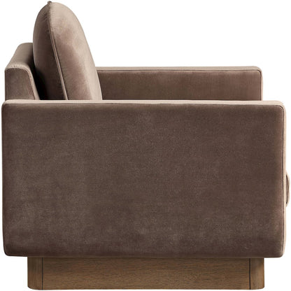 Diviento Brown Velvet Performance Fabric Upholstered Accent Chair