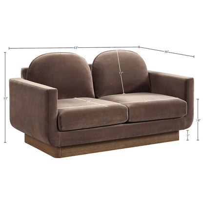 Diviento 63" Brown Velvet Performance Fabric Upholstered Loveseat