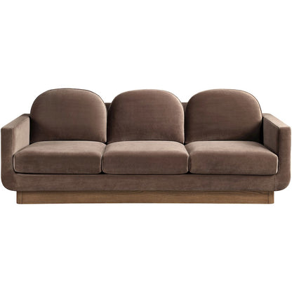Diviento 89" Brown Velvet Performance Fabric Upholstered Sofa