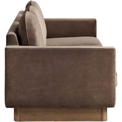 Diviento 89" Brown Velvet Performance Fabric Upholstered Sofa