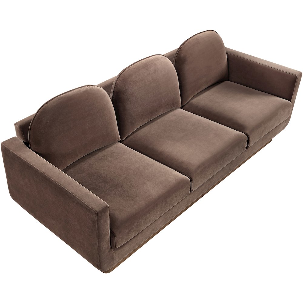Diviento 89" Brown Velvet Performance Fabric Upholstered Sofa