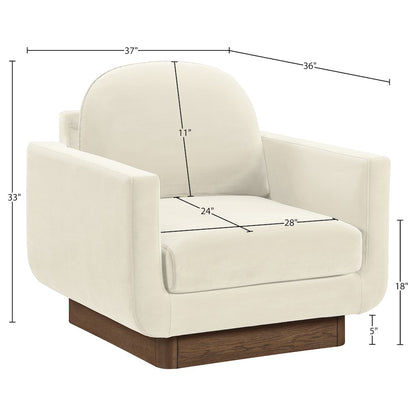 Diviento Cream Velvet Performance Fabric Upholstered Accent Chair