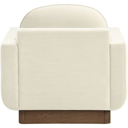 Diviento Cream Velvet Performance Fabric Upholstered Accent Chair
