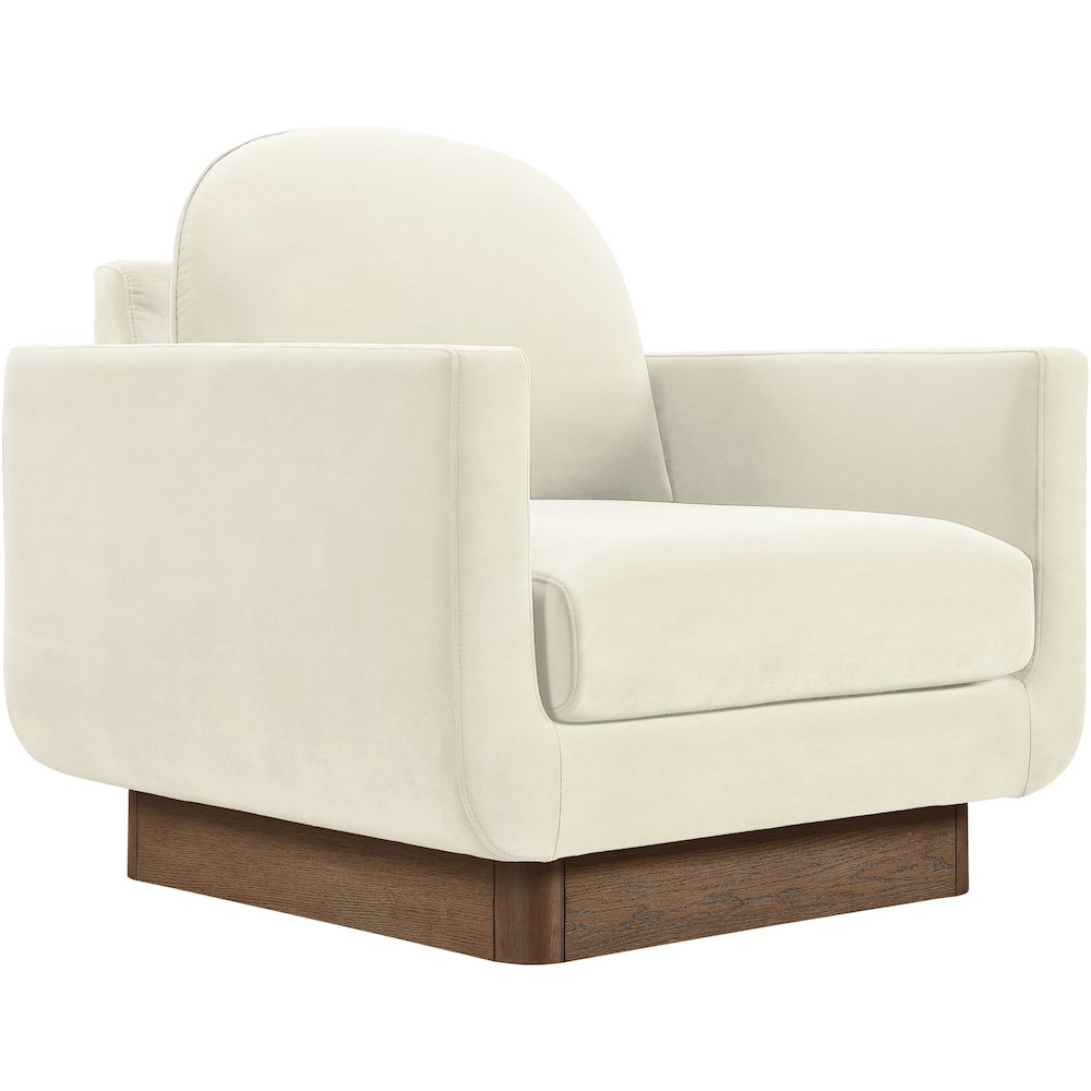 Diviento Cream Velvet Performance Fabric Upholstered Accent Chair