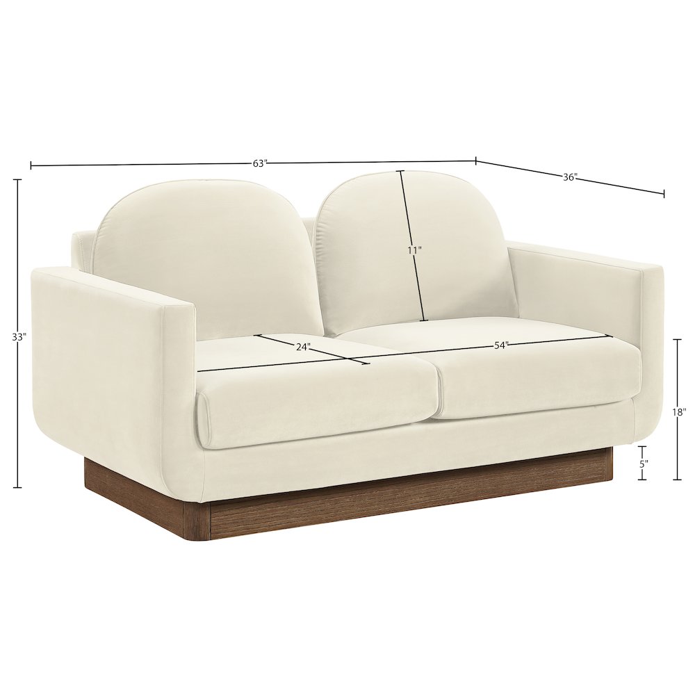 Diviento 63" Cream Velvet Performance Fabric Upholstered Loveseat