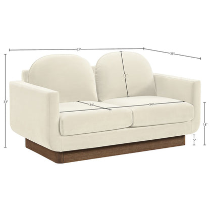 Diviento 63" Cream Velvet Performance Fabric Upholstered Loveseat