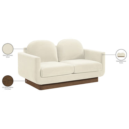 Diviento 63" Cream Velvet Performance Fabric Upholstered Loveseat