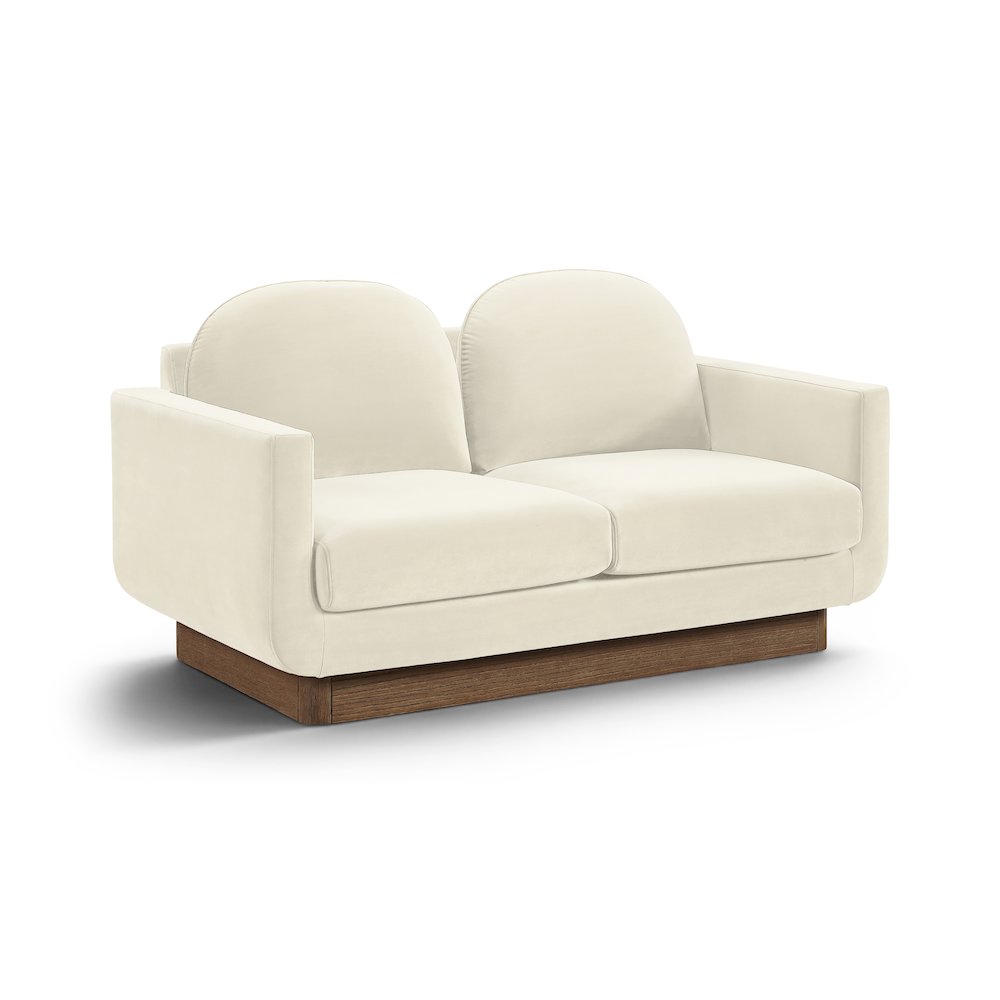 Diviento 63" Cream Velvet Performance Fabric Upholstered Loveseat