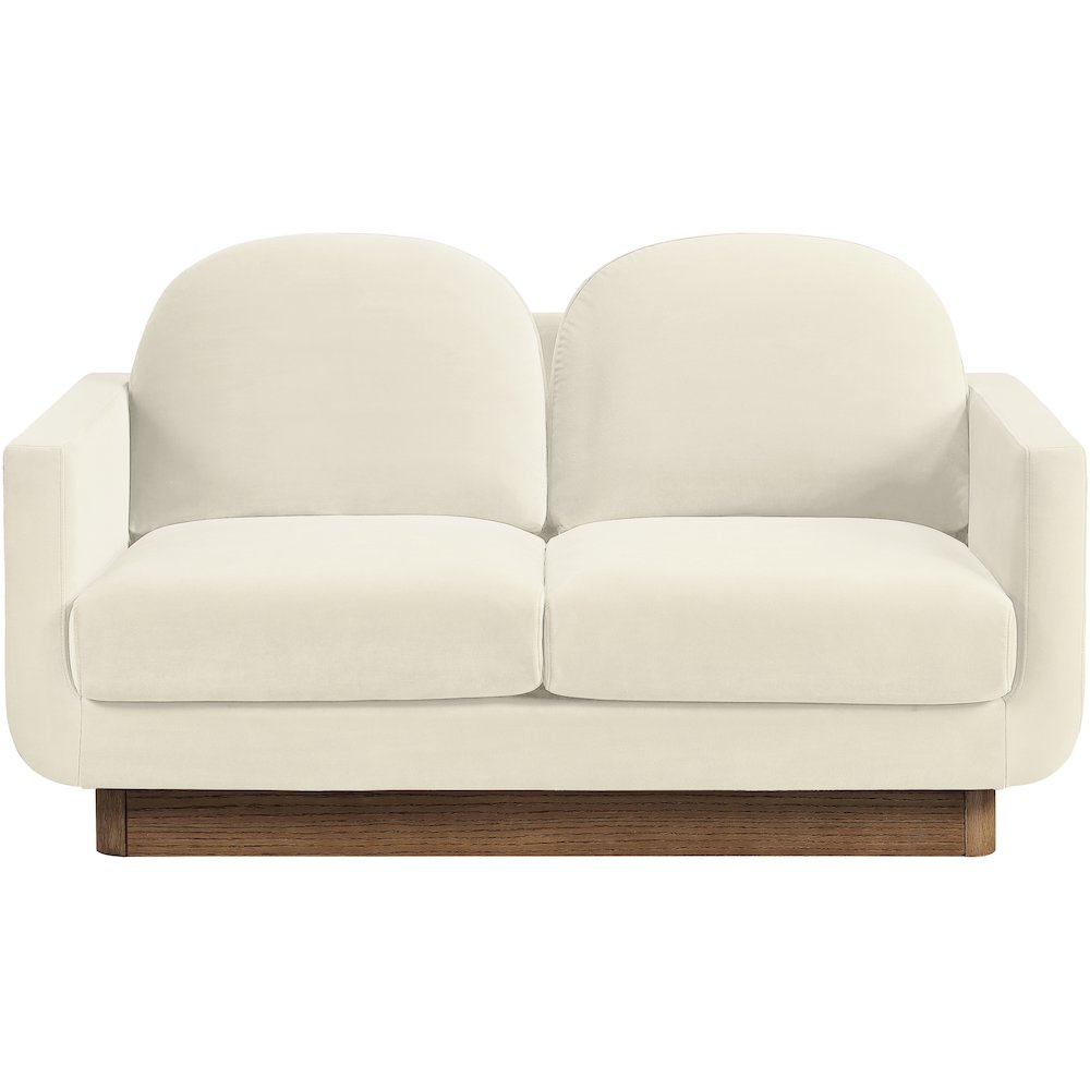 Diviento 63" Cream Velvet Performance Fabric Upholstered Loveseat