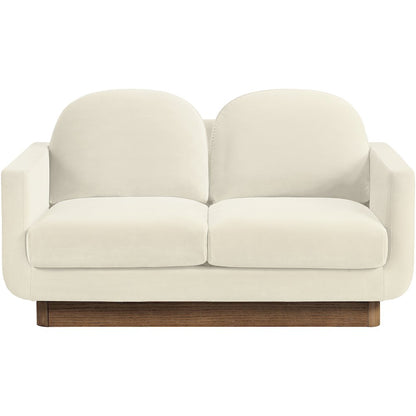 Diviento 63" Cream Velvet Performance Fabric Upholstered Loveseat