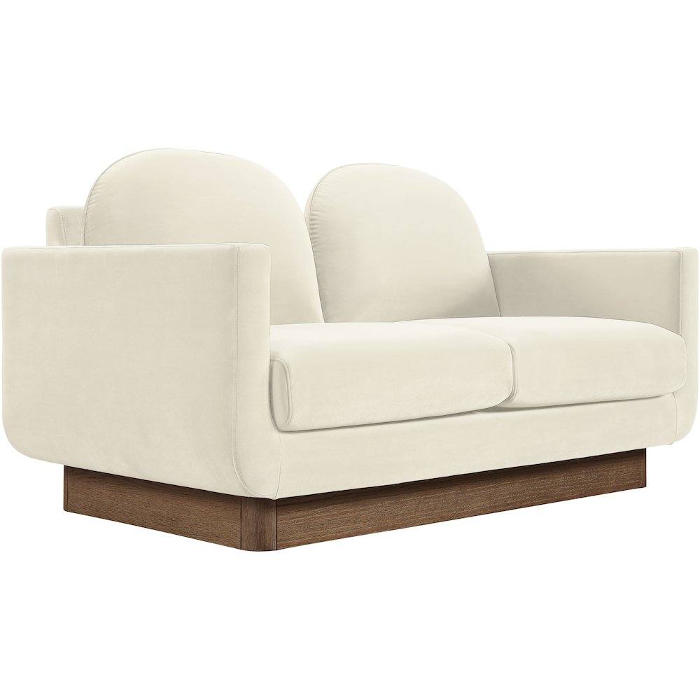 Diviento 63" Cream Velvet Performance Fabric Upholstered Loveseat