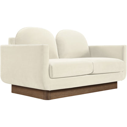 Diviento 63" Cream Velvet Performance Fabric Upholstered Loveseat