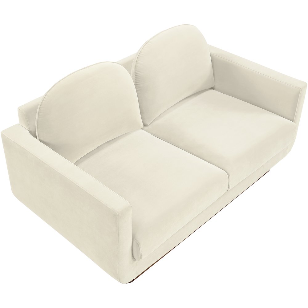 Diviento 63" Cream Velvet Performance Fabric Upholstered Loveseat
