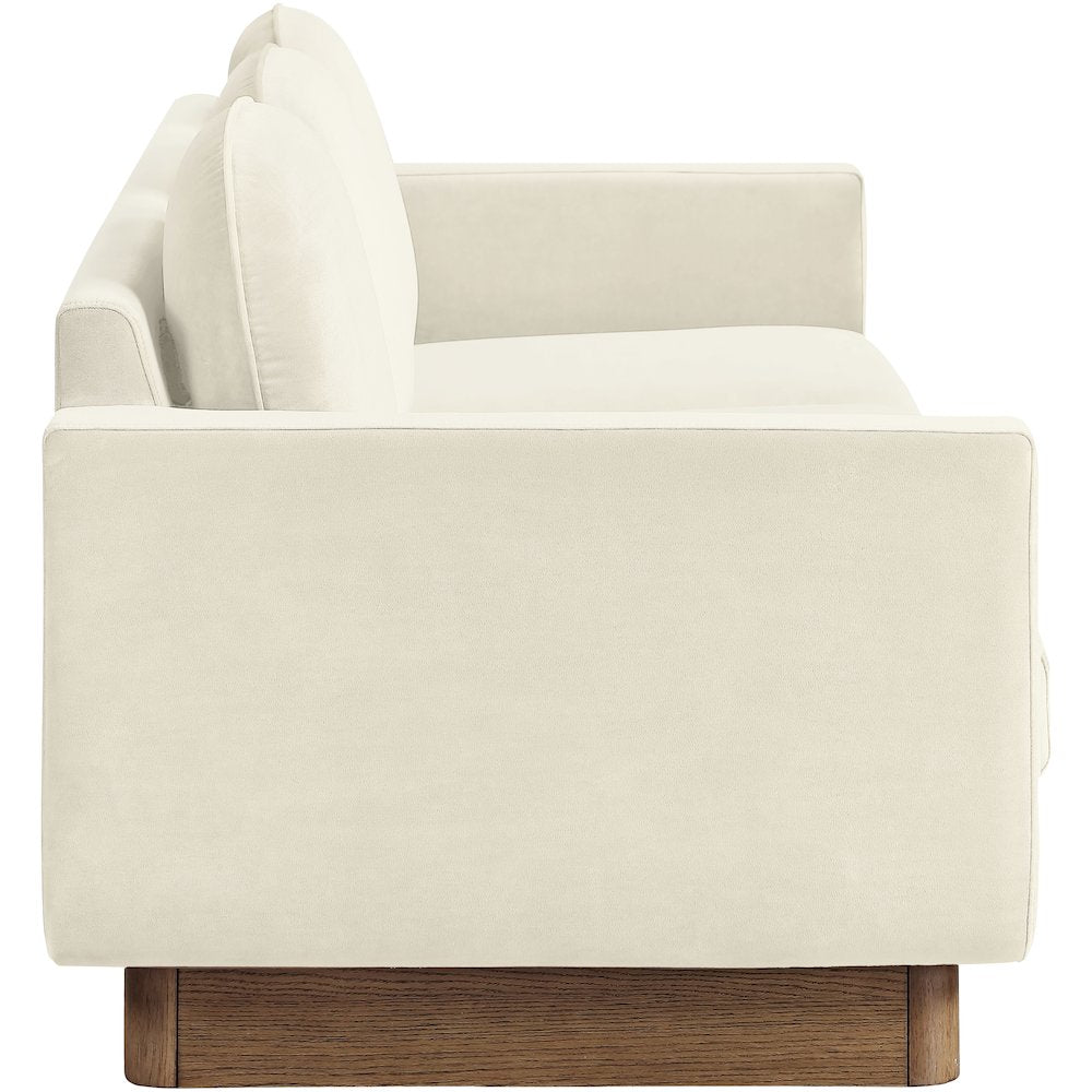 Diviento 89" Cream Velvet Performance Fabric Upholstered Sofa