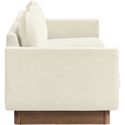 Diviento 89" Cream Velvet Performance Fabric Upholstered Sofa