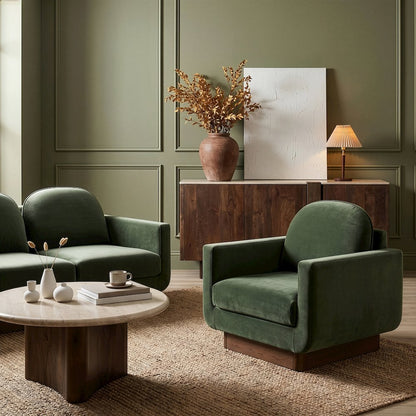 Diviento Green Velvet Performance Fabric Upholstered Accent Chair