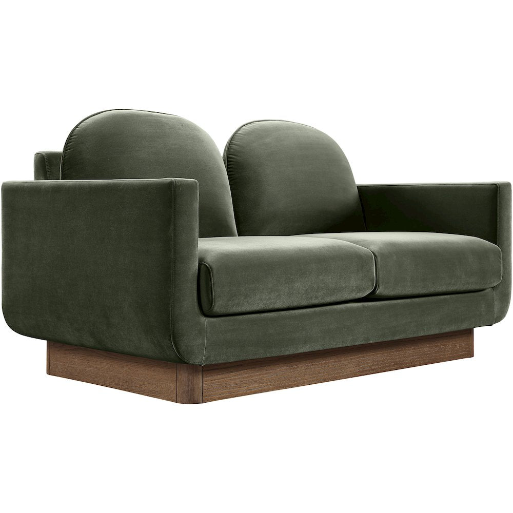 Diviento 63" Green Velvet Performance Fabric Upholstered Loveseat
