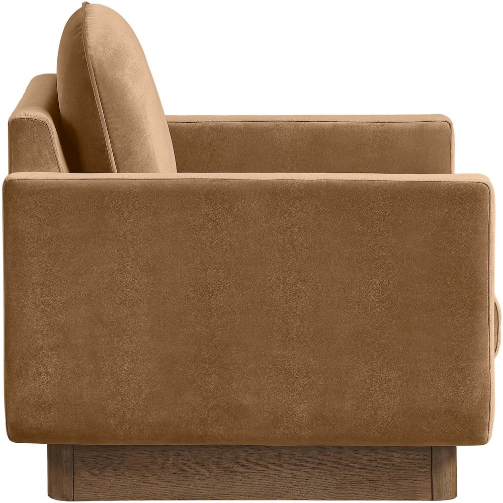 Diviento Saddle Velvet Performance Fabric Upholstered Accent Chair