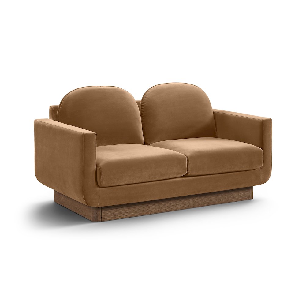 Diviento 63" Saddle Velvet Performance Fabric Upholstered Loveseat
