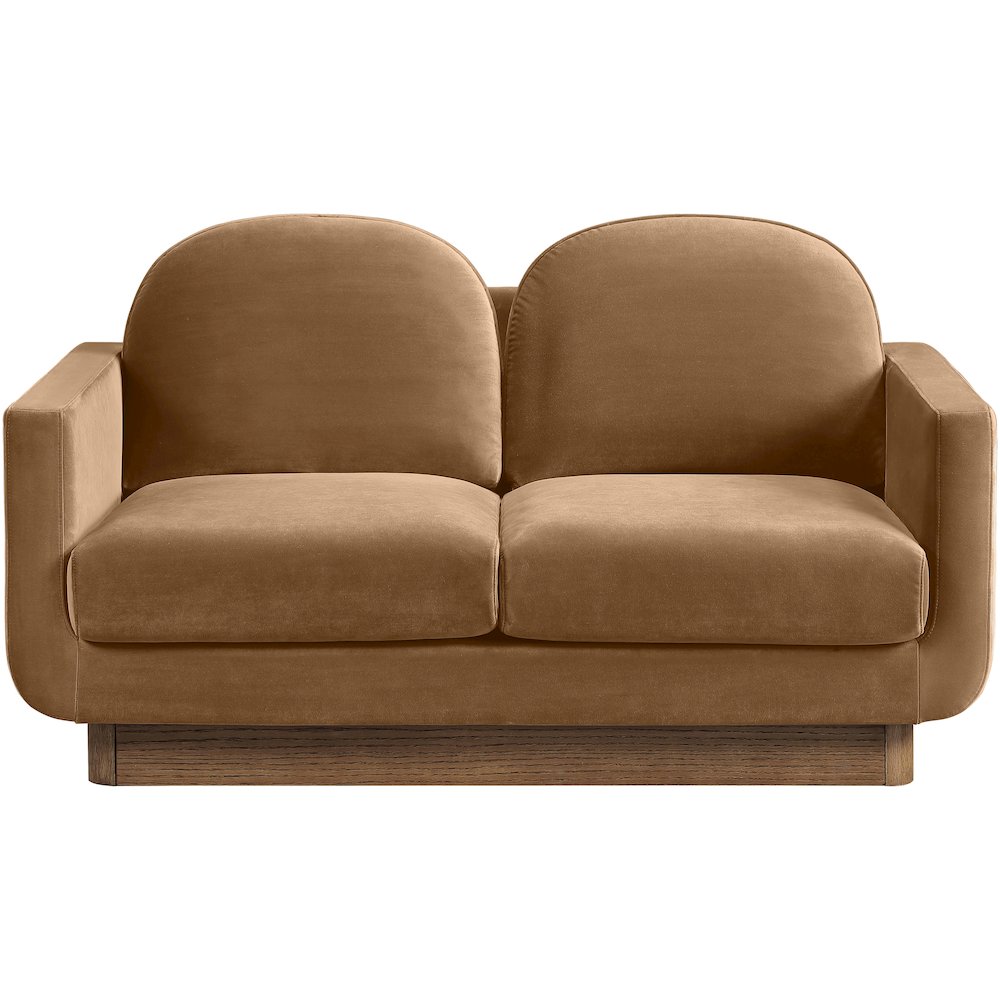 Diviento 63" Saddle Velvet Performance Fabric Upholstered Loveseat